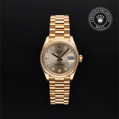 Rolex Certified Pre-owned Lady Datejust M278278-0009 front on black background