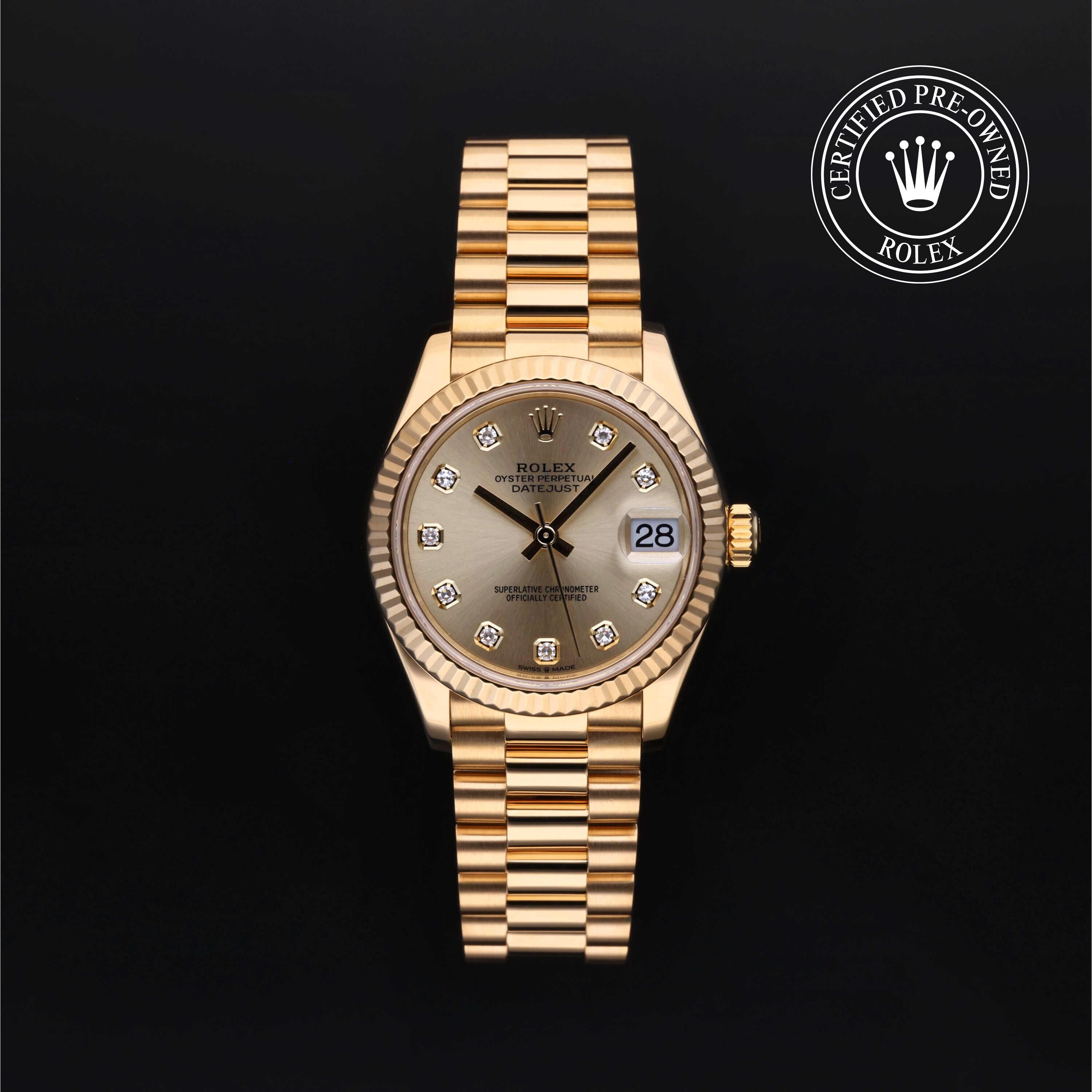 Rolex Certified Pre-owned Lady Datejust M278278-0009 front on black background