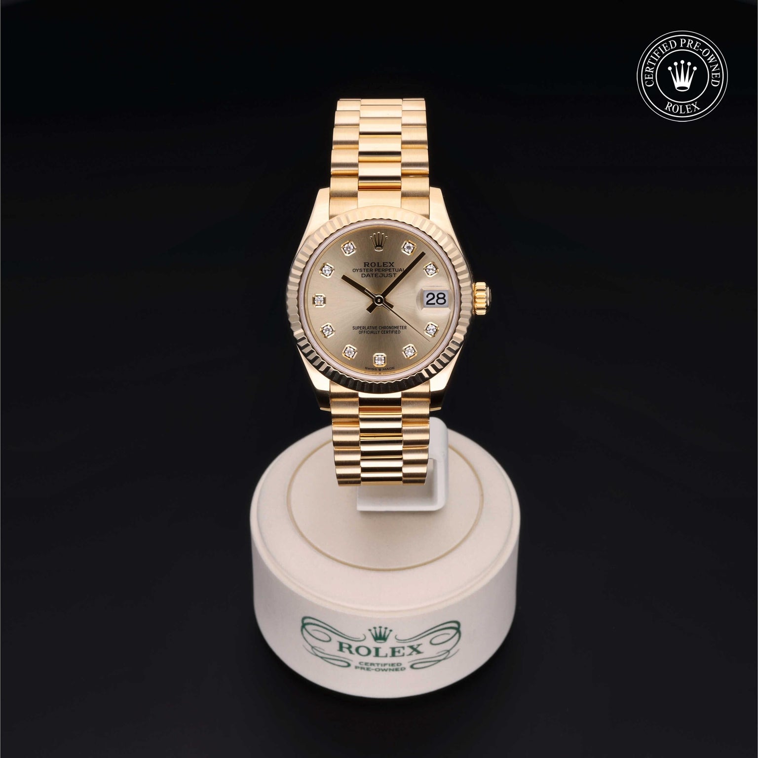 Rolex Certified Pre-owned Lady Datejust M278278-0009 front on black background