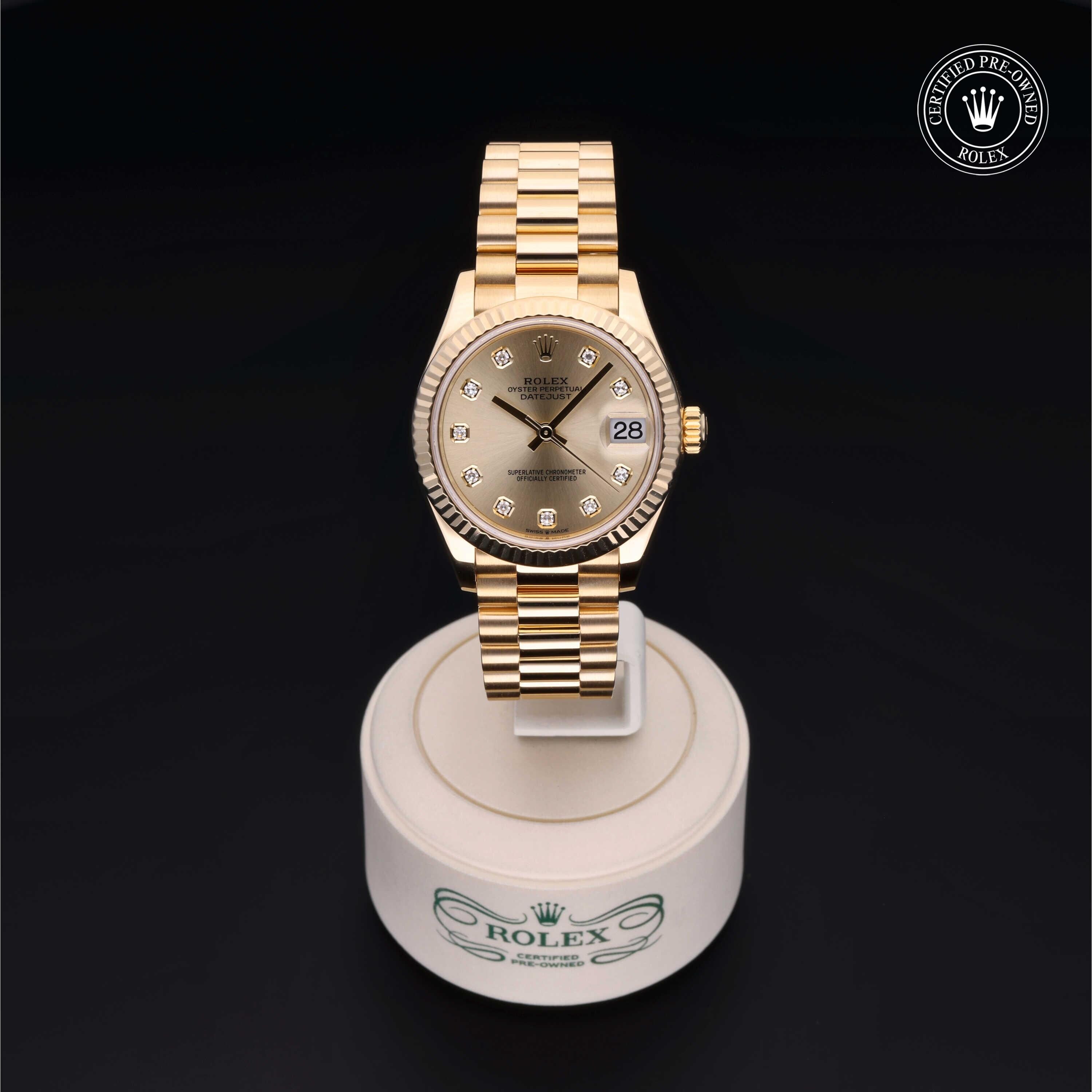 Rolex Certified Pre-owned Lady Datejust M278278-0009 front on black background