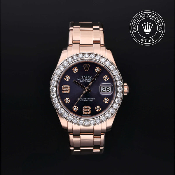 Rolex Certified Pre-owned Pearlmaster M86285-0004 front on black background