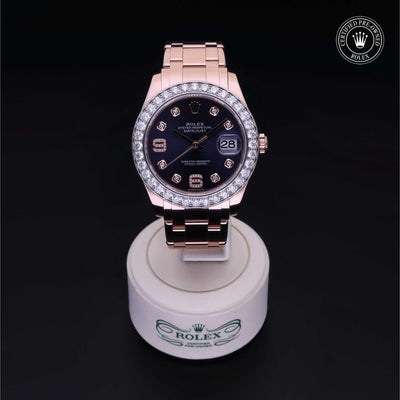 Rolex Certified Pre-owned Pearlmaster M86285-0004 front on black background