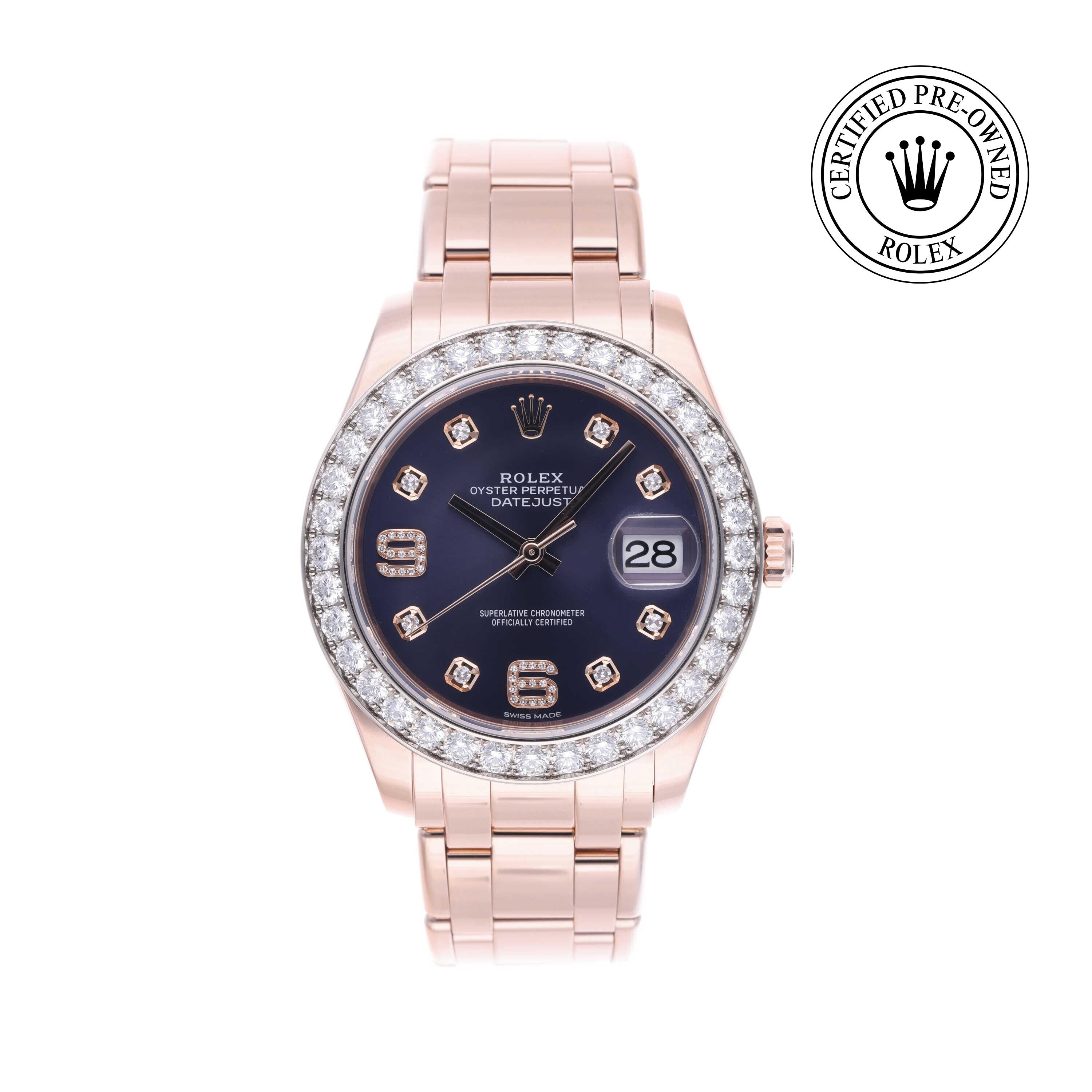 Rolex Certified Pre-owned Pearlmaster M86285-0004 front on white background
