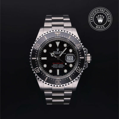 Rolex Certified Pre-owned Sea-Dweller M126600-0001 front on black background