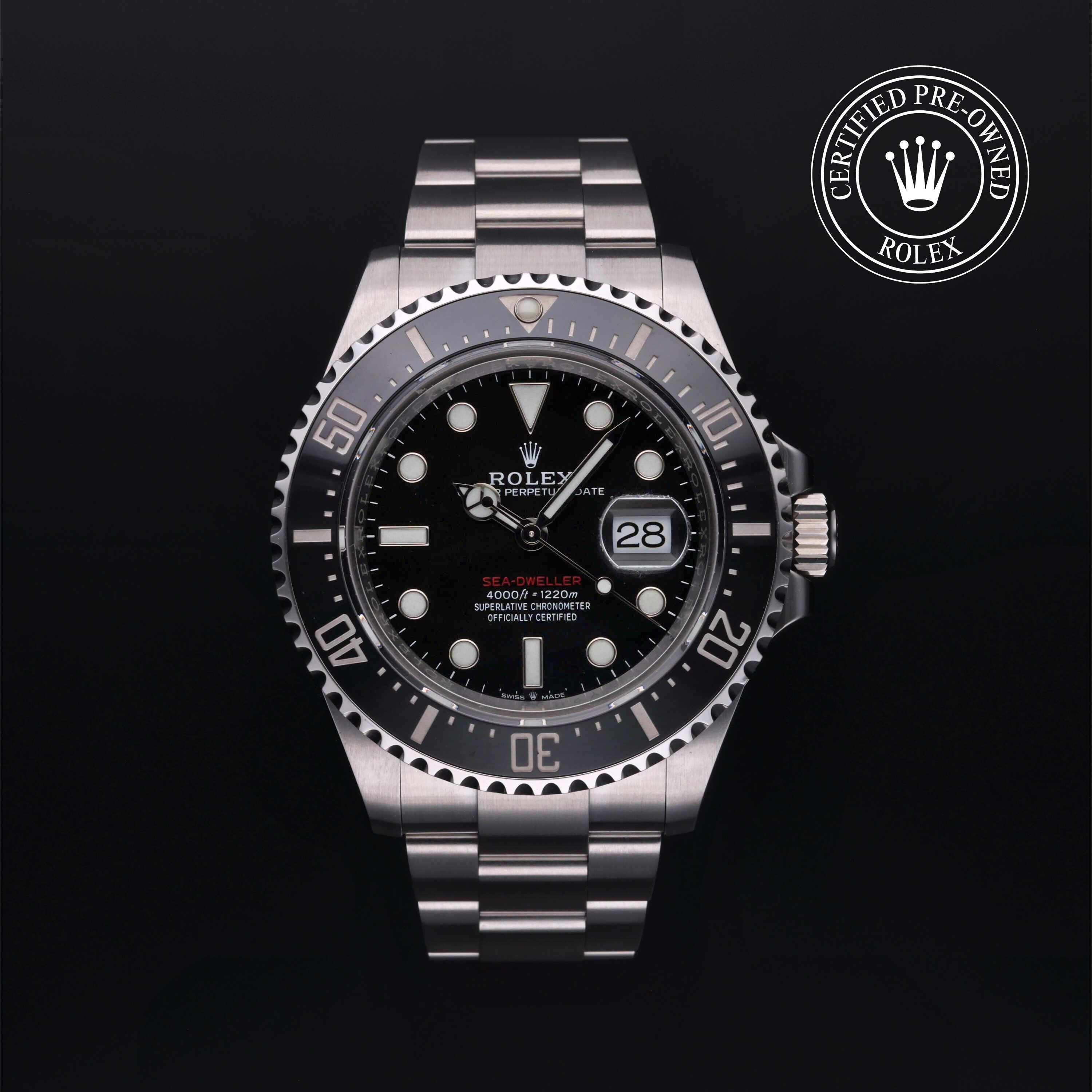 Rolex Certified Pre-owned Sea-Dweller M126600-0001 front on black background