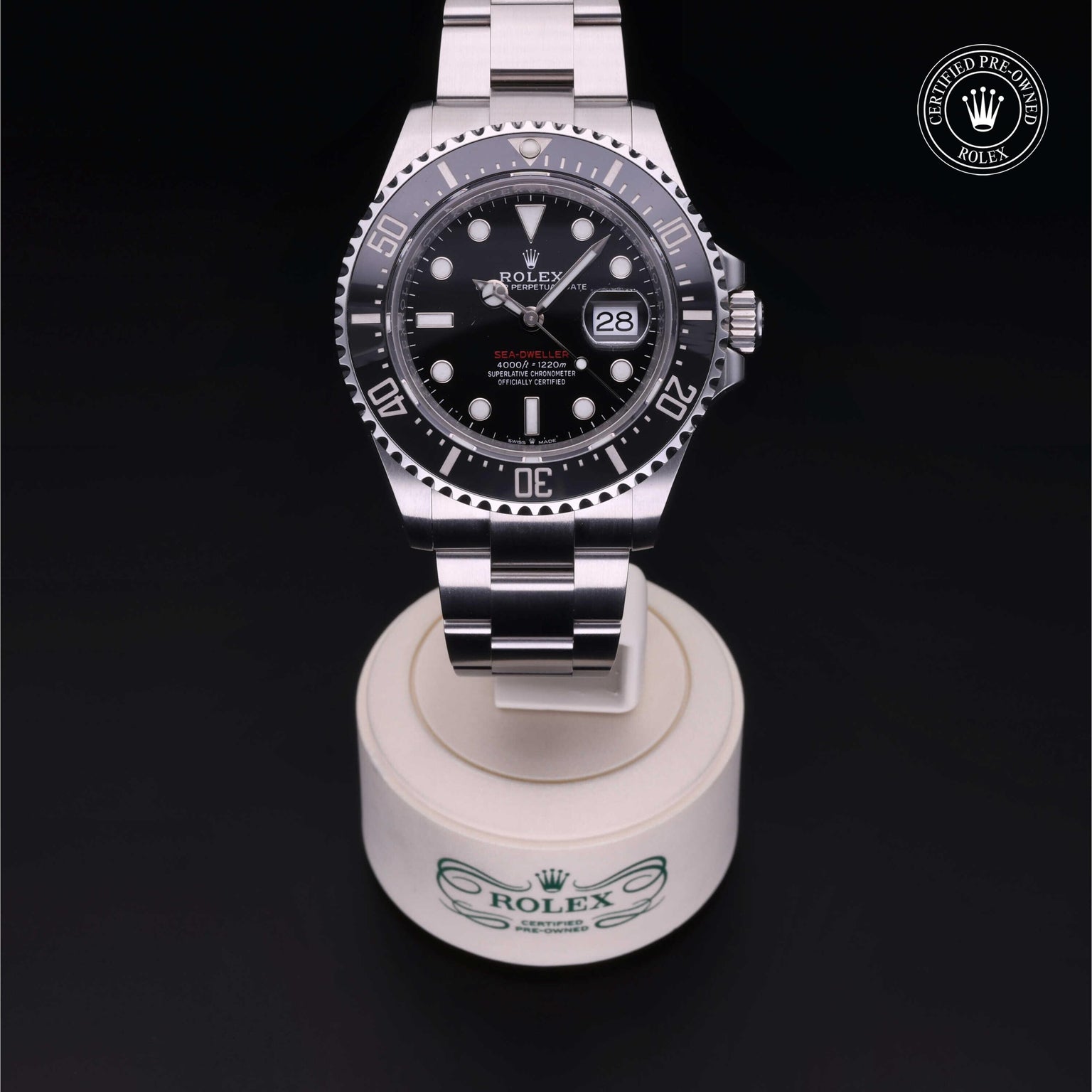 Rolex Certified Pre-owned Sea-Dweller M126600-0001 front on black background