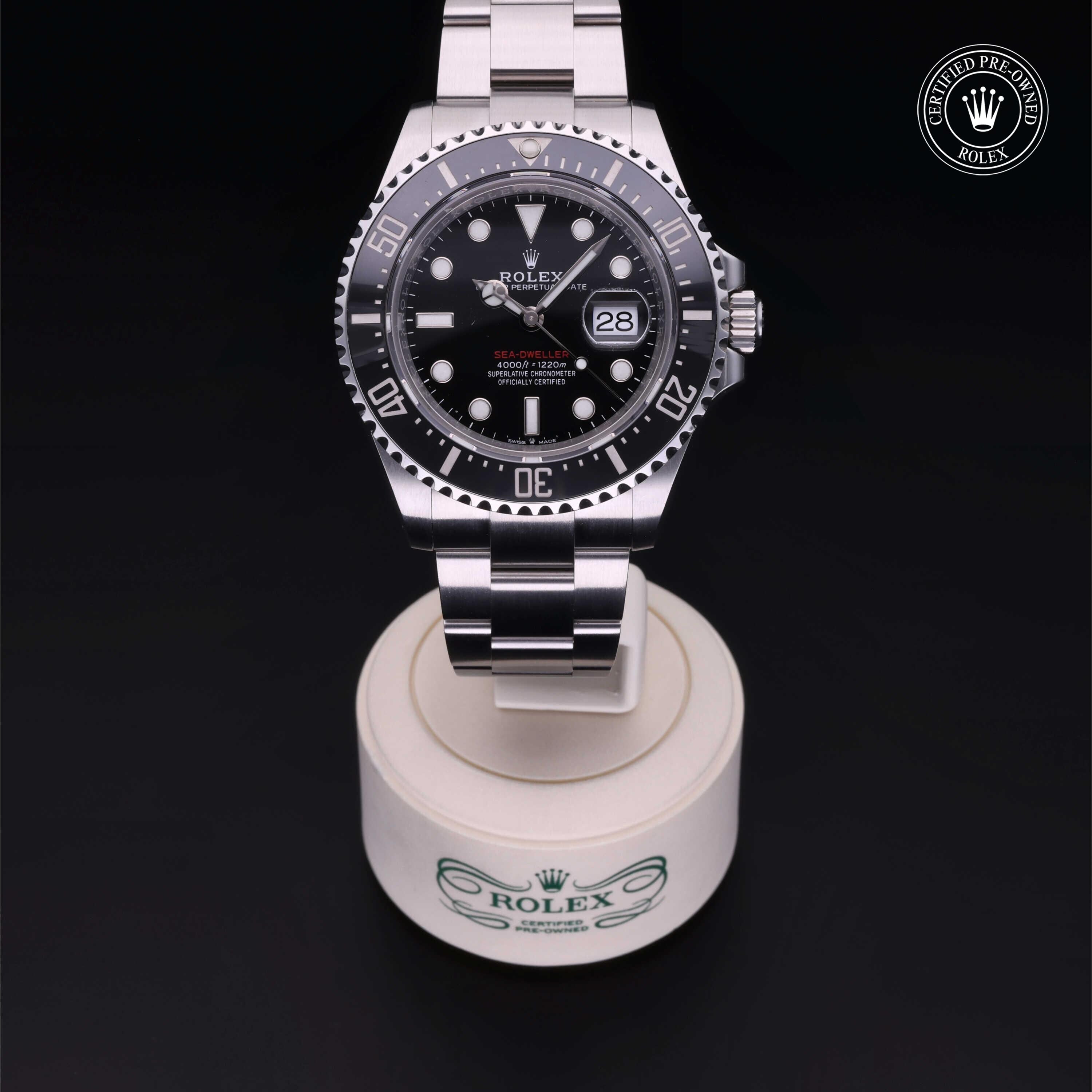 Rolex Certified Pre-owned Sea-Dweller M126600-0001 front on black background
