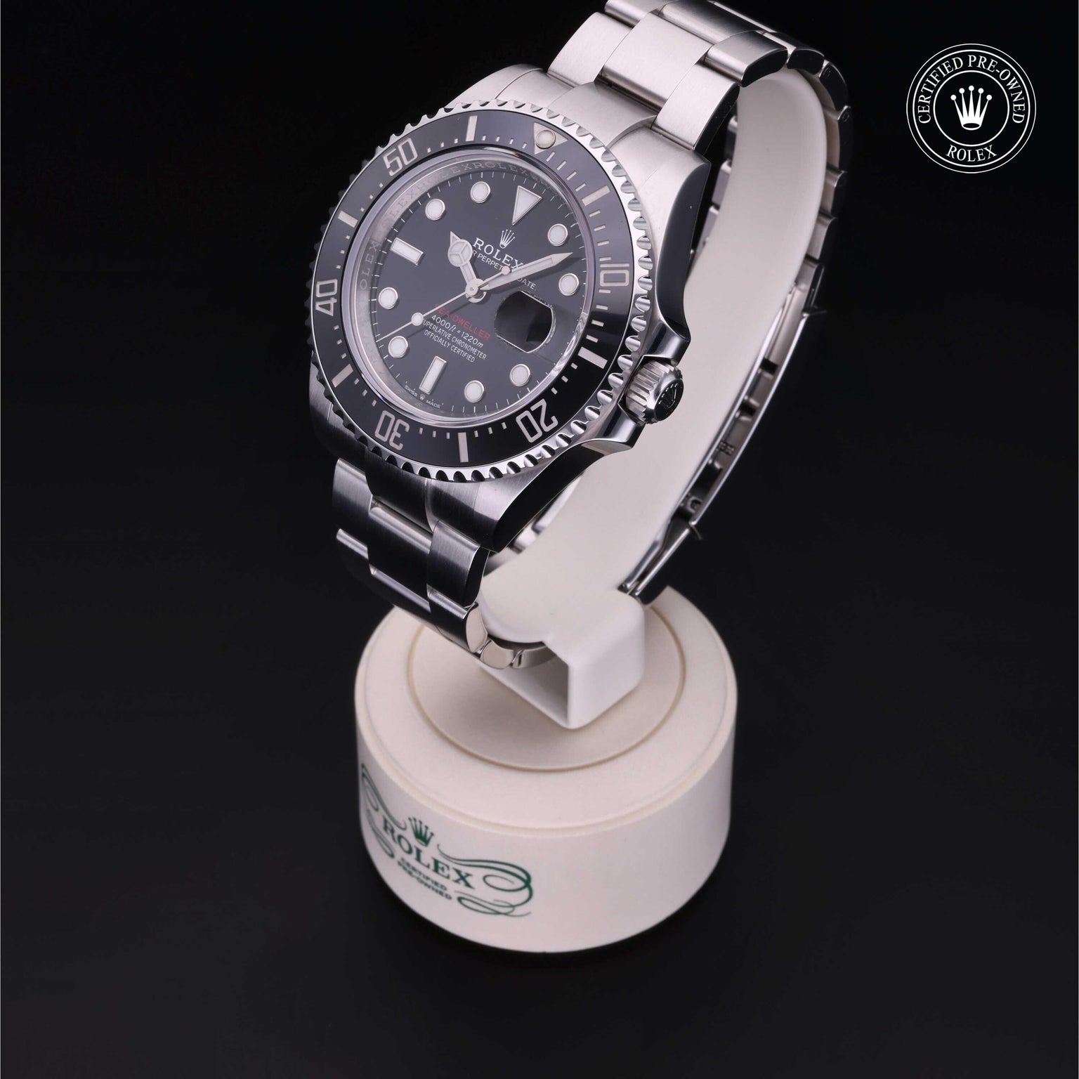 Rolex Certified Pre-owned Sea-Dweller M126600-0001 front on black background