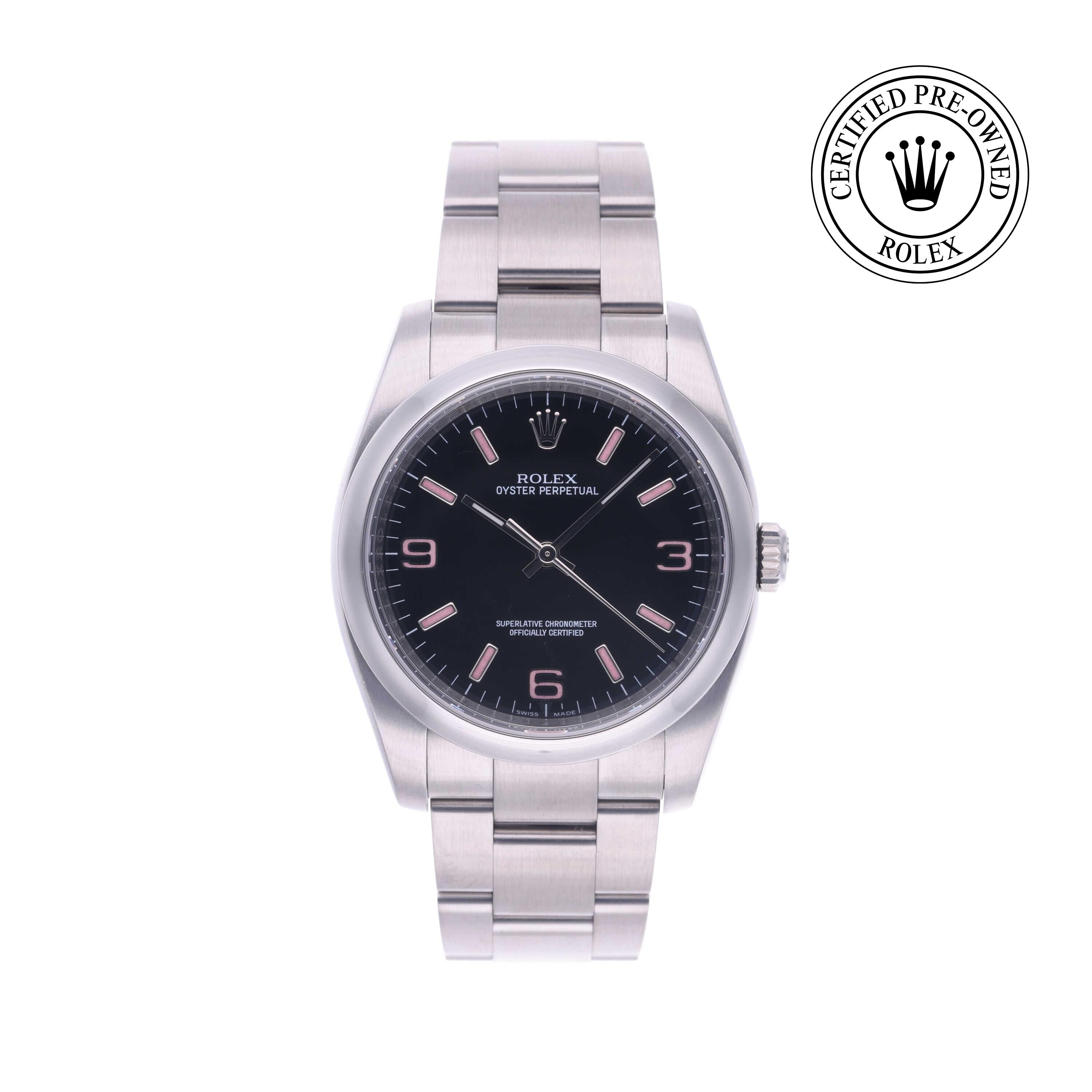 Rolex Certified Pre-owned Oyster Perpetual M116000-0006 front on white background