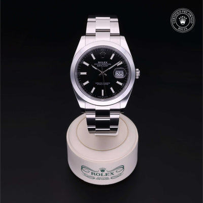 Rolex Certified Pre-owned Datejust M126300-0012 front on black background
