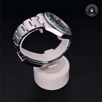 Rolex Certified Pre-owned Submariner M116610LV-0002 front on black background