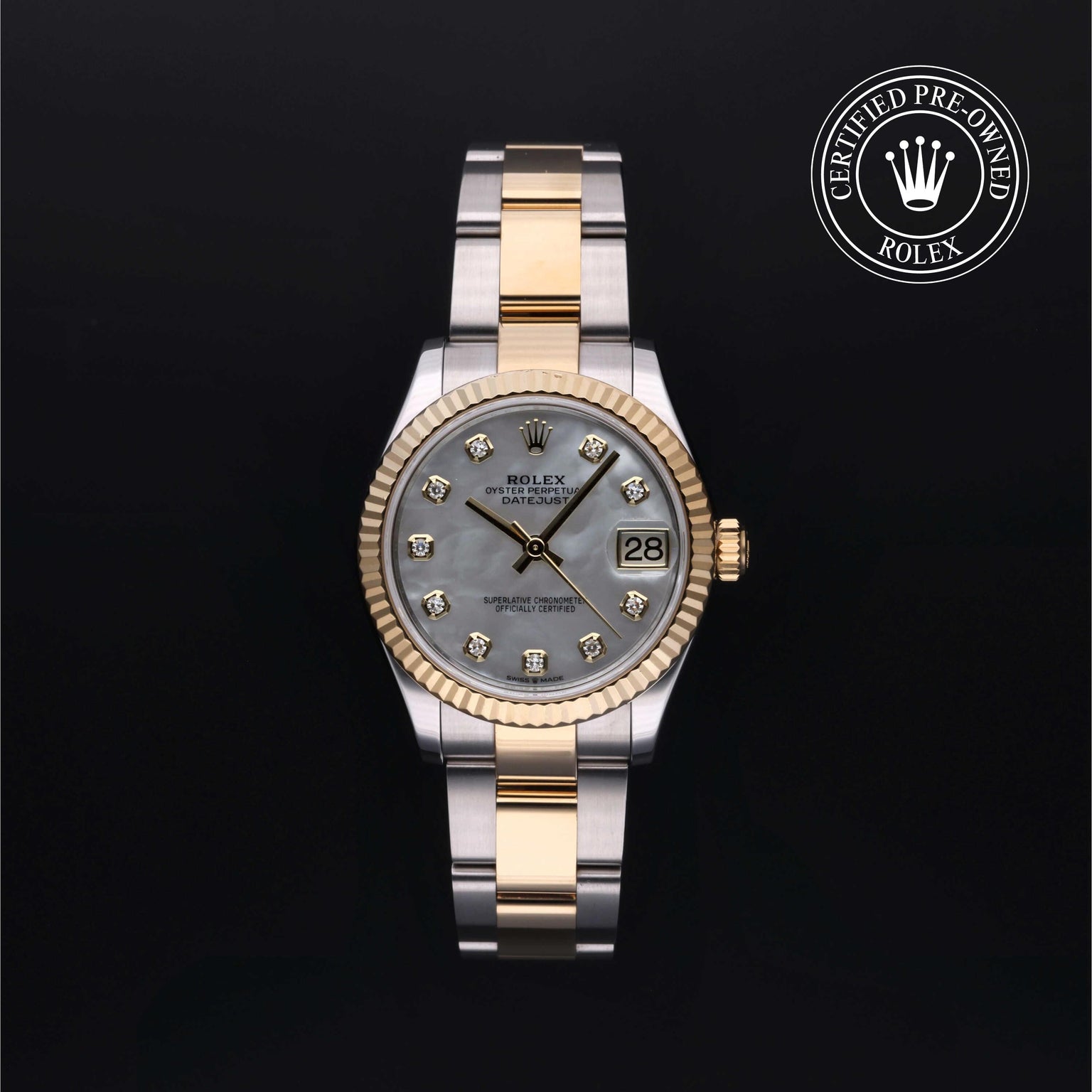 Rolex Certified Pre-owned Lady Datejust M278273-0027 front on black background