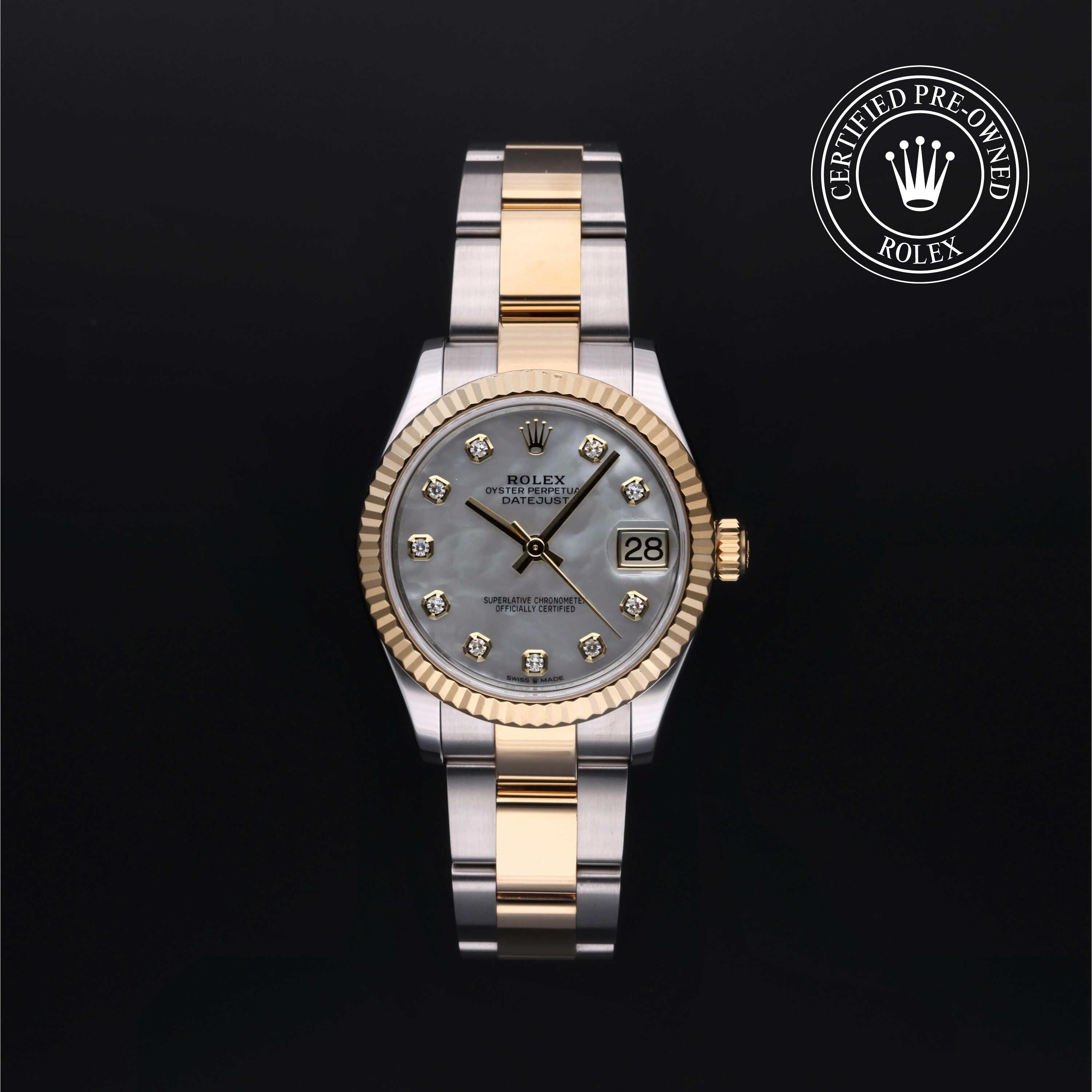 Rolex Certified Pre-owned Lady Datejust M278273-0027 front on black background