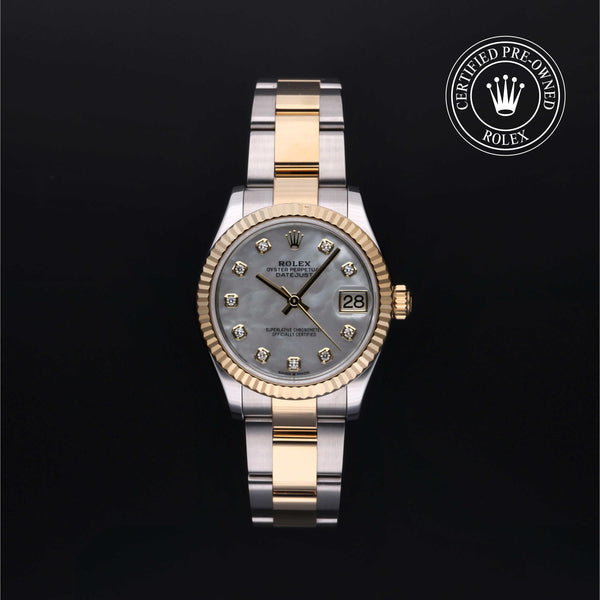 Rolex Certified Pre-owned Lady Datejust M278273-0027 front on black background