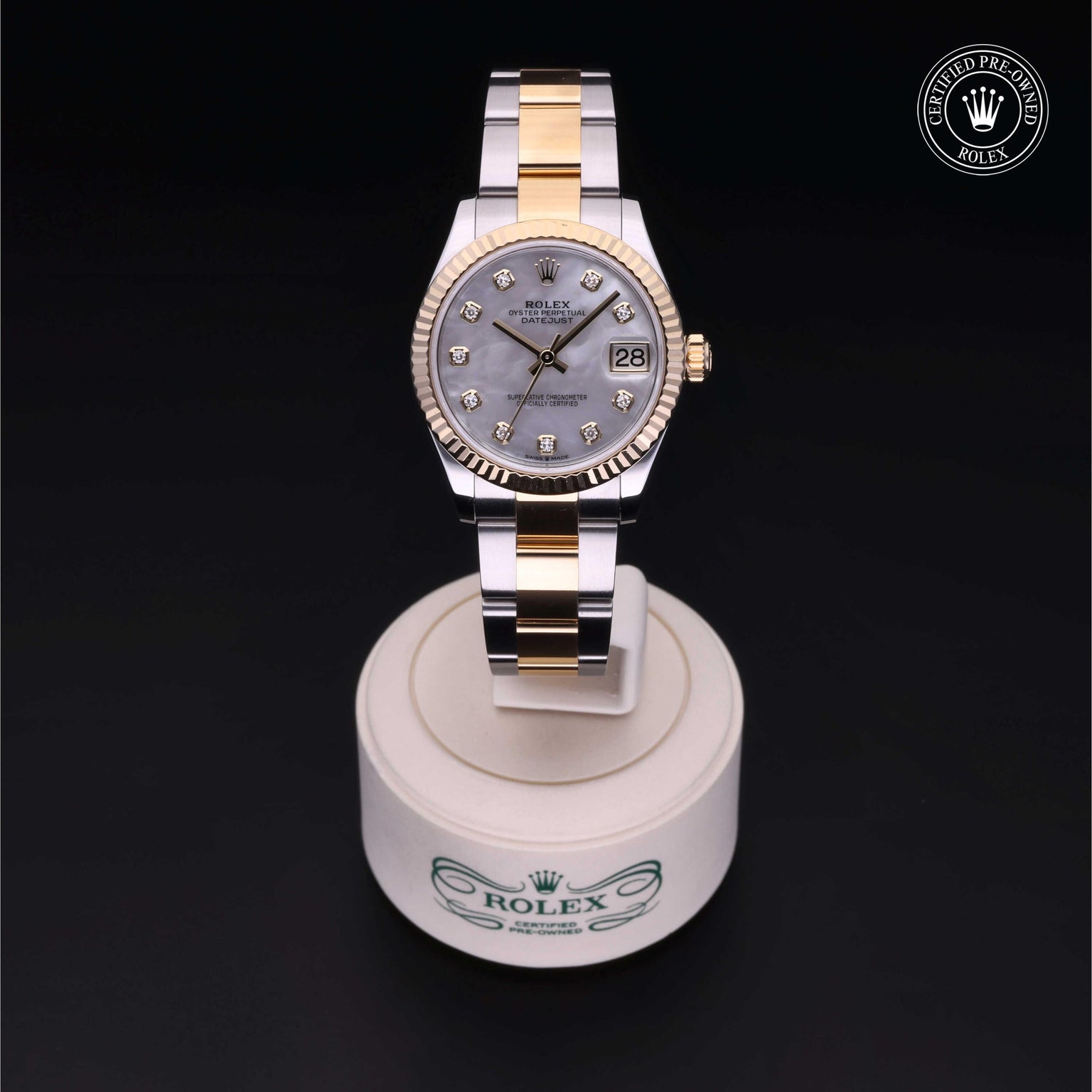Rolex Certified Pre-owned Lady Datejust M278273-0027 front on black background