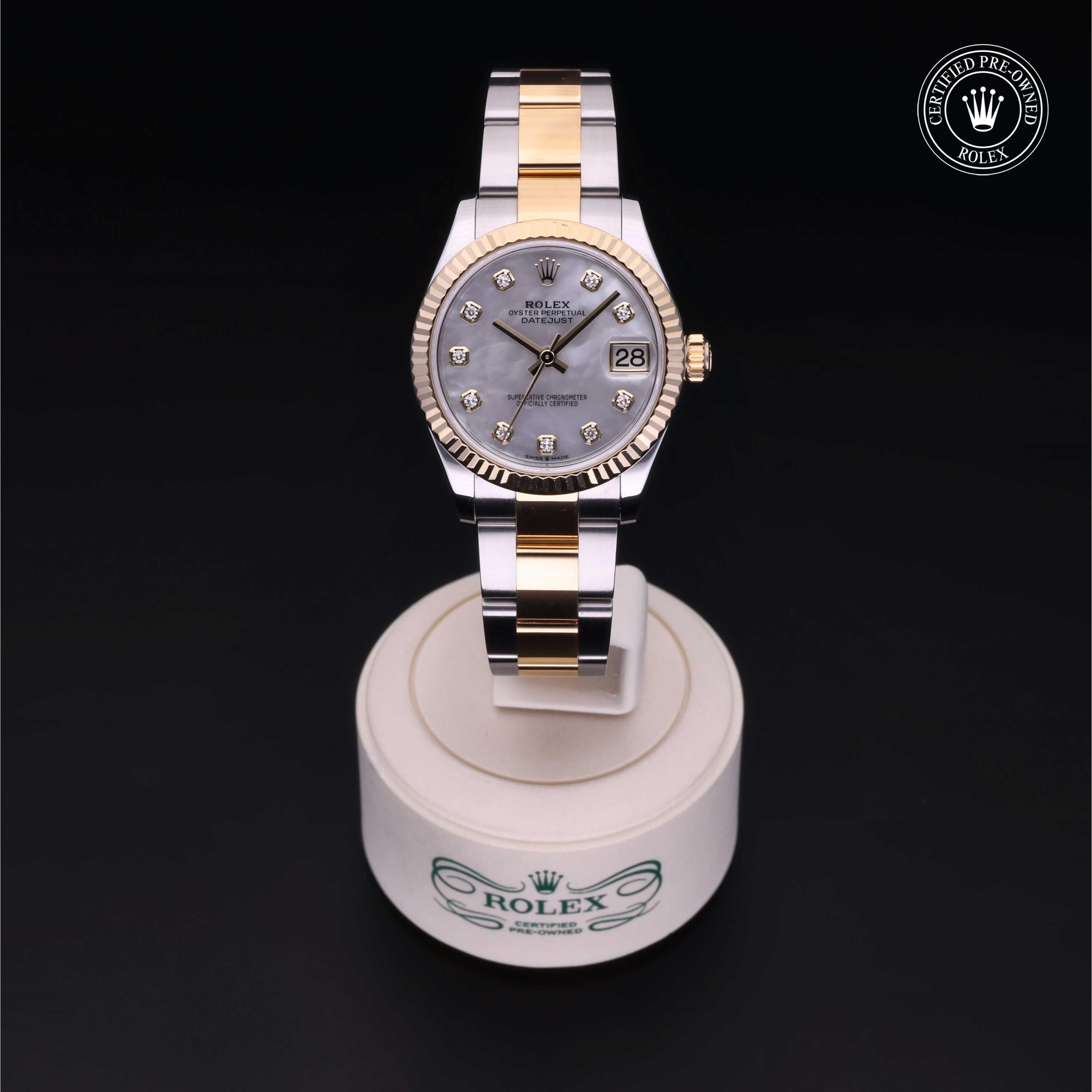 Rolex Certified Pre-owned Lady Datejust M278273-0027 front on black background