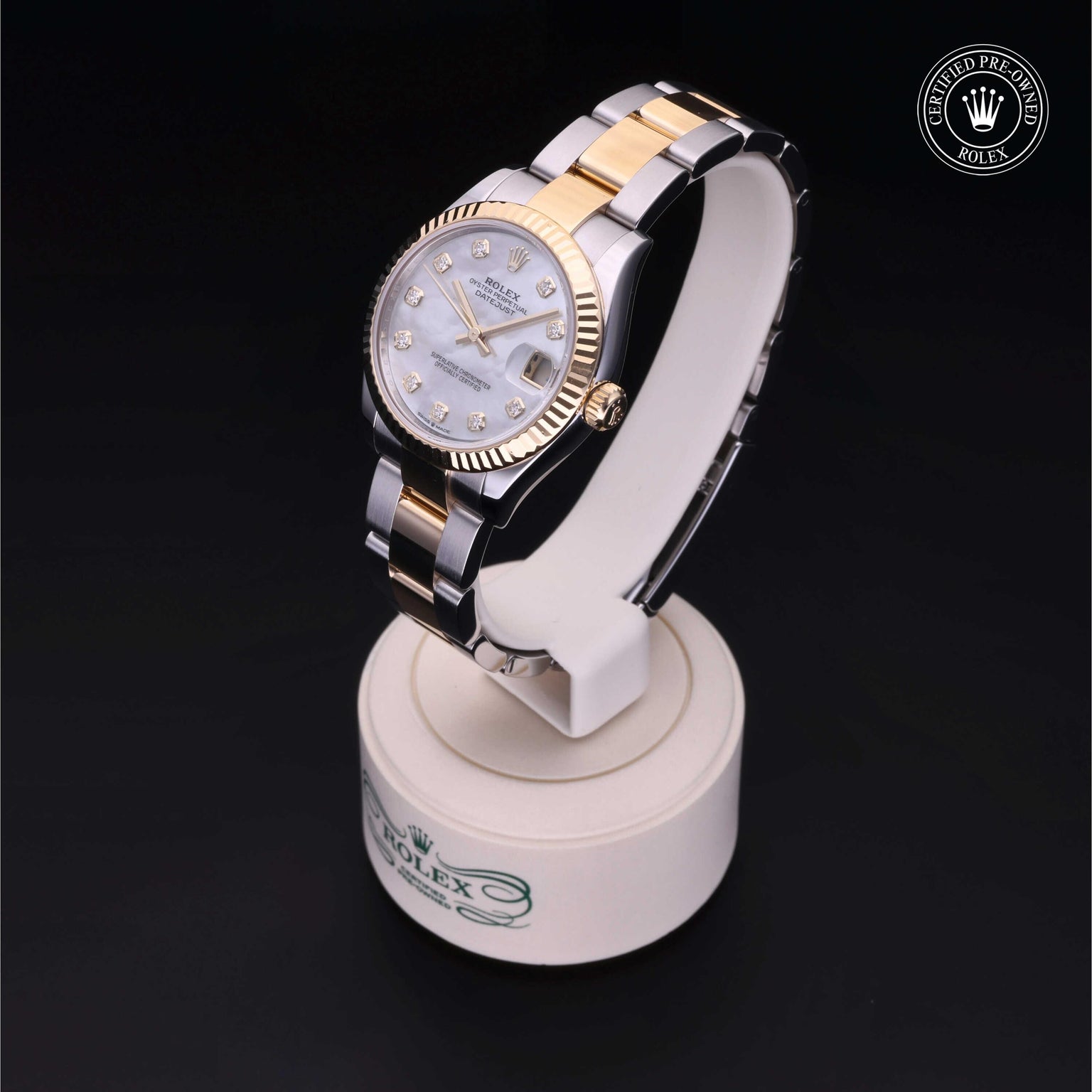 Rolex Certified Pre-owned Lady Datejust M278273-0027 front on black background