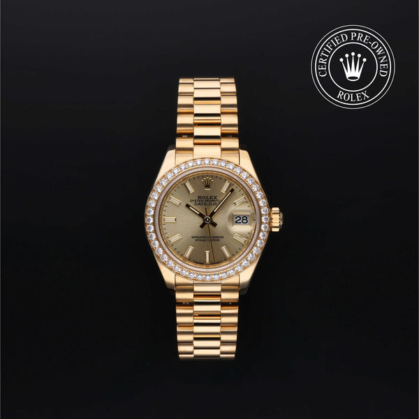 Rolex Certified Pre-owned Lady Datejust M279138RBR-0014 front on black background
