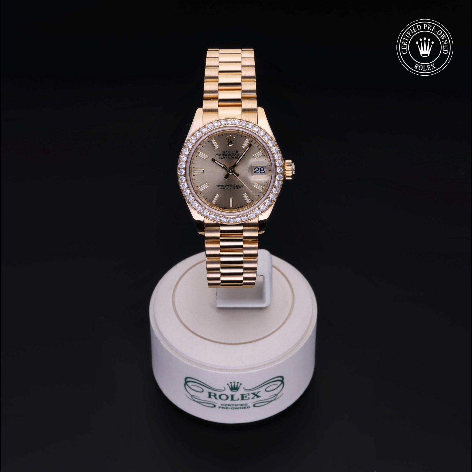 Rolex Certified Pre-owned Lady Datejust M279138RBR-0014 front on black background