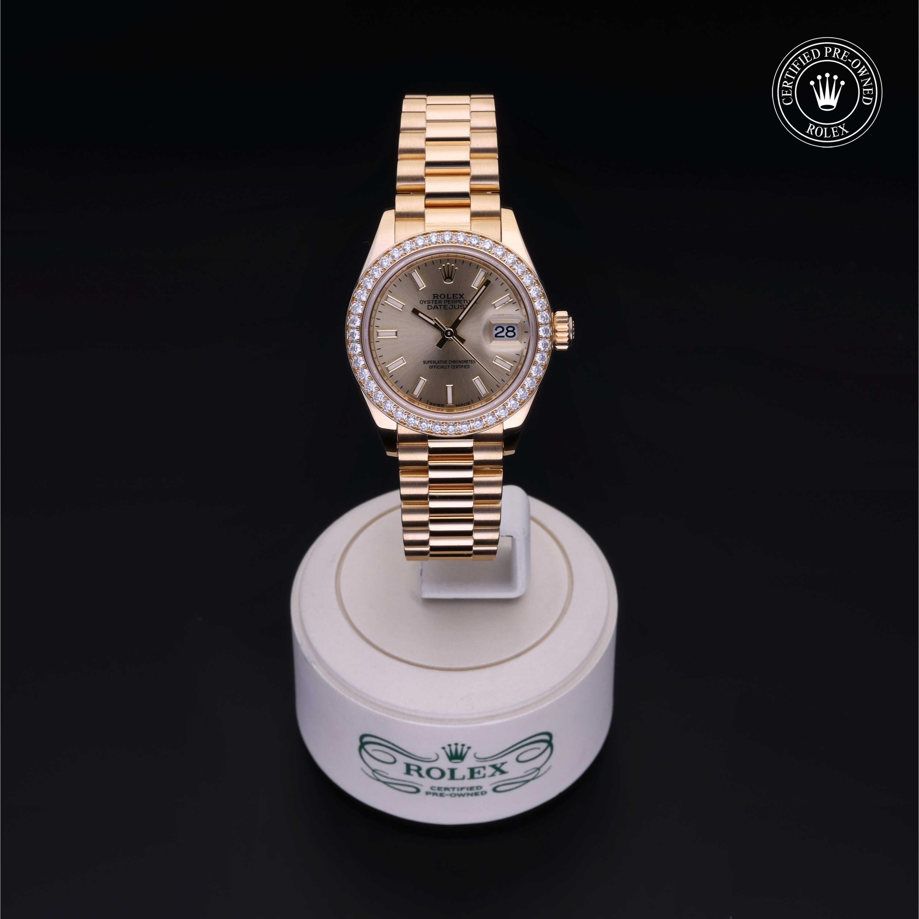 Rolex Certified Pre-owned Lady Datejust M279138RBR-0014 front on black background