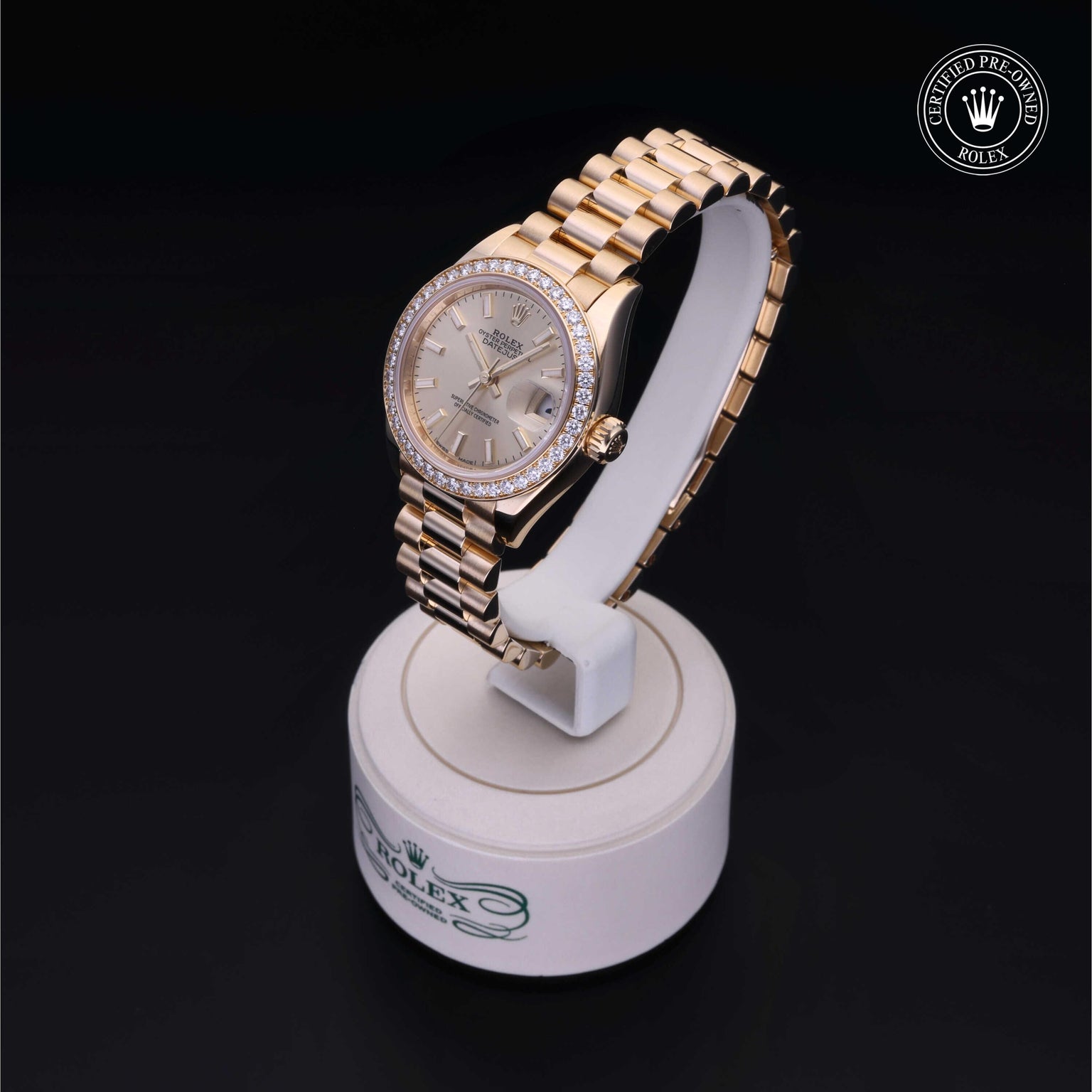 Rolex Certified Pre-owned Lady Datejust M279138RBR-0014 front on black background