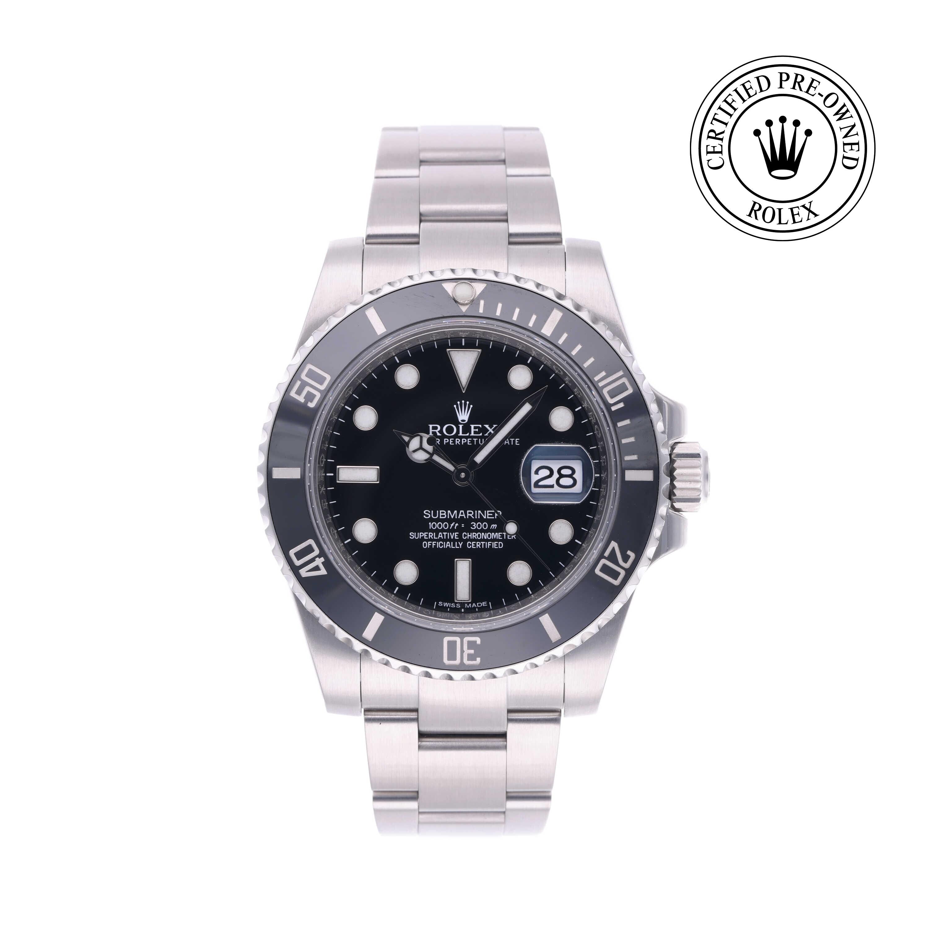 Rolex Certified Pre-owned Submariner M116610LN-0001 front on white background