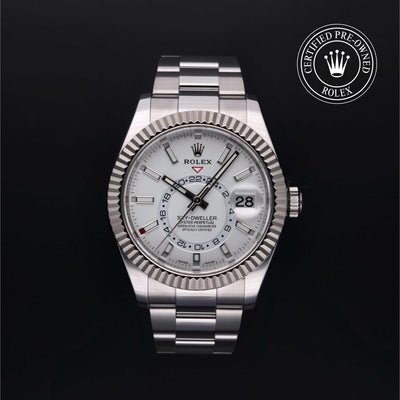 Rolex Certified Pre-owned Sky-Dweller M326934-0001 front on black background