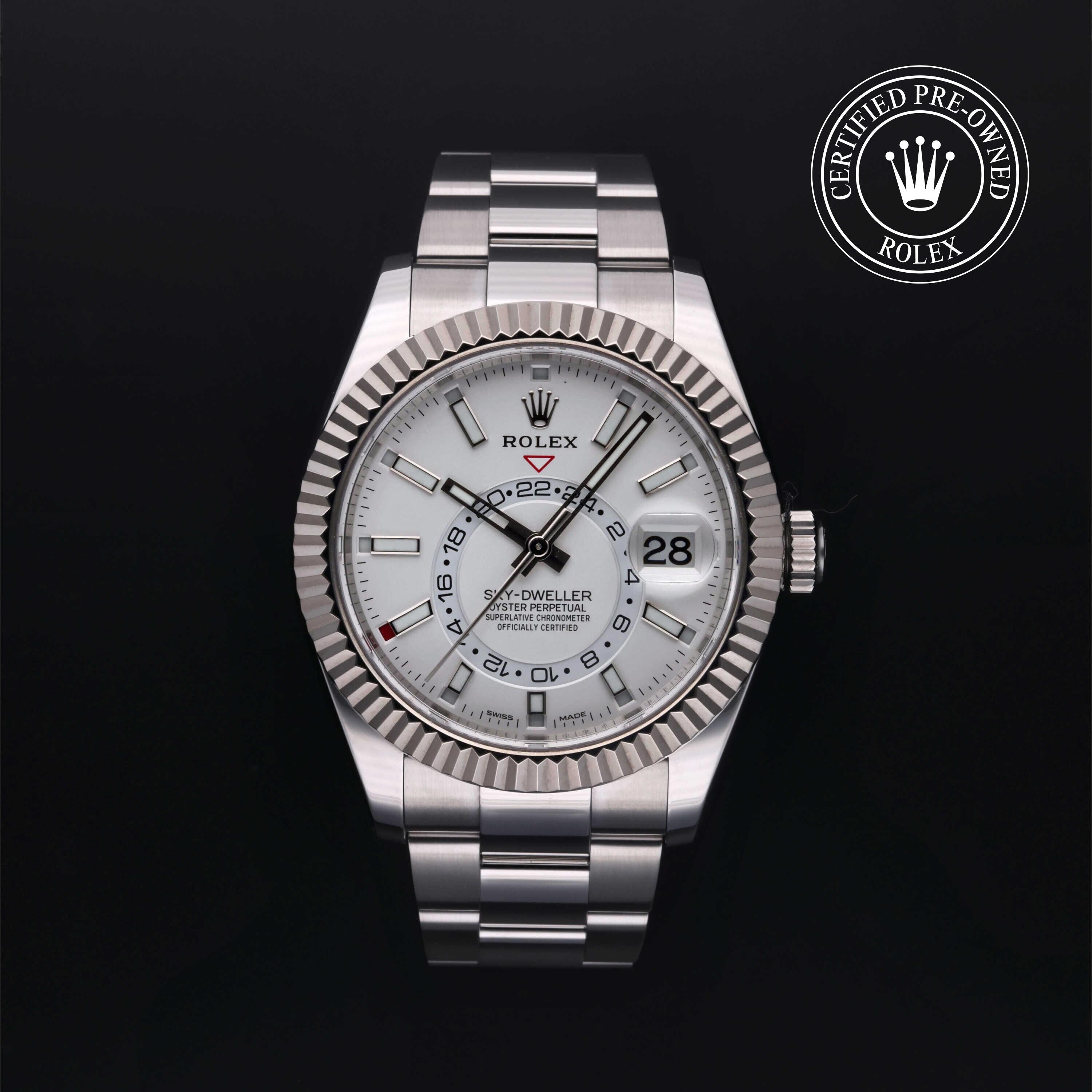 Rolex Certified Pre-owned Sky-Dweller M326934-0001 front on black background