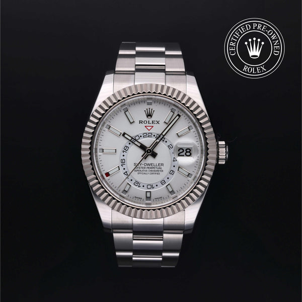 Rolex Certified Pre-owned Sky-Dweller M326934-0001 front on black background