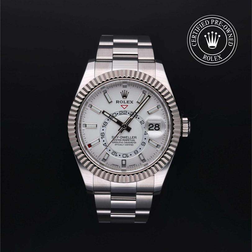 Rolex Certified Pre-owned Sky-Dweller M326934-0001 front on black background