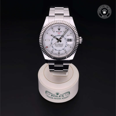 Rolex Certified Pre-owned Sky-Dweller M326934-0001 front on black background