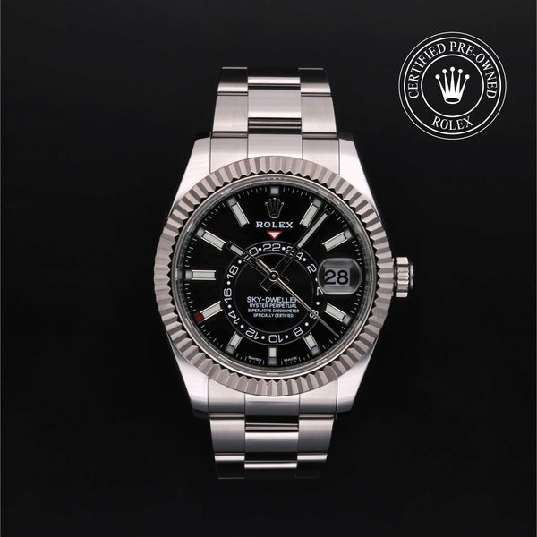 Rolex Certified Pre-owned Sky-Dweller M326934-0006 front on black background