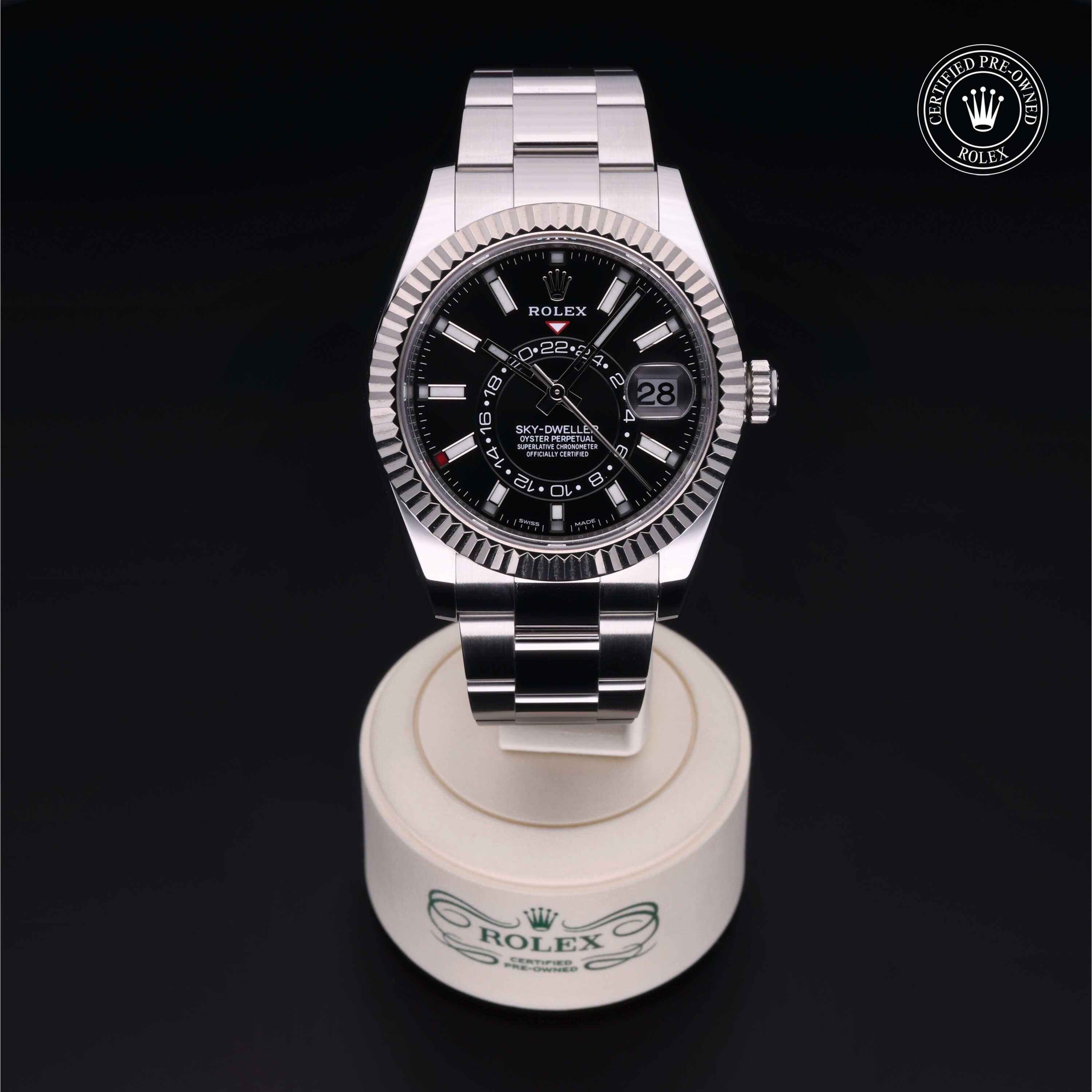 Rolex Certified Pre-owned Sky-Dweller M326934-0006 front on black background