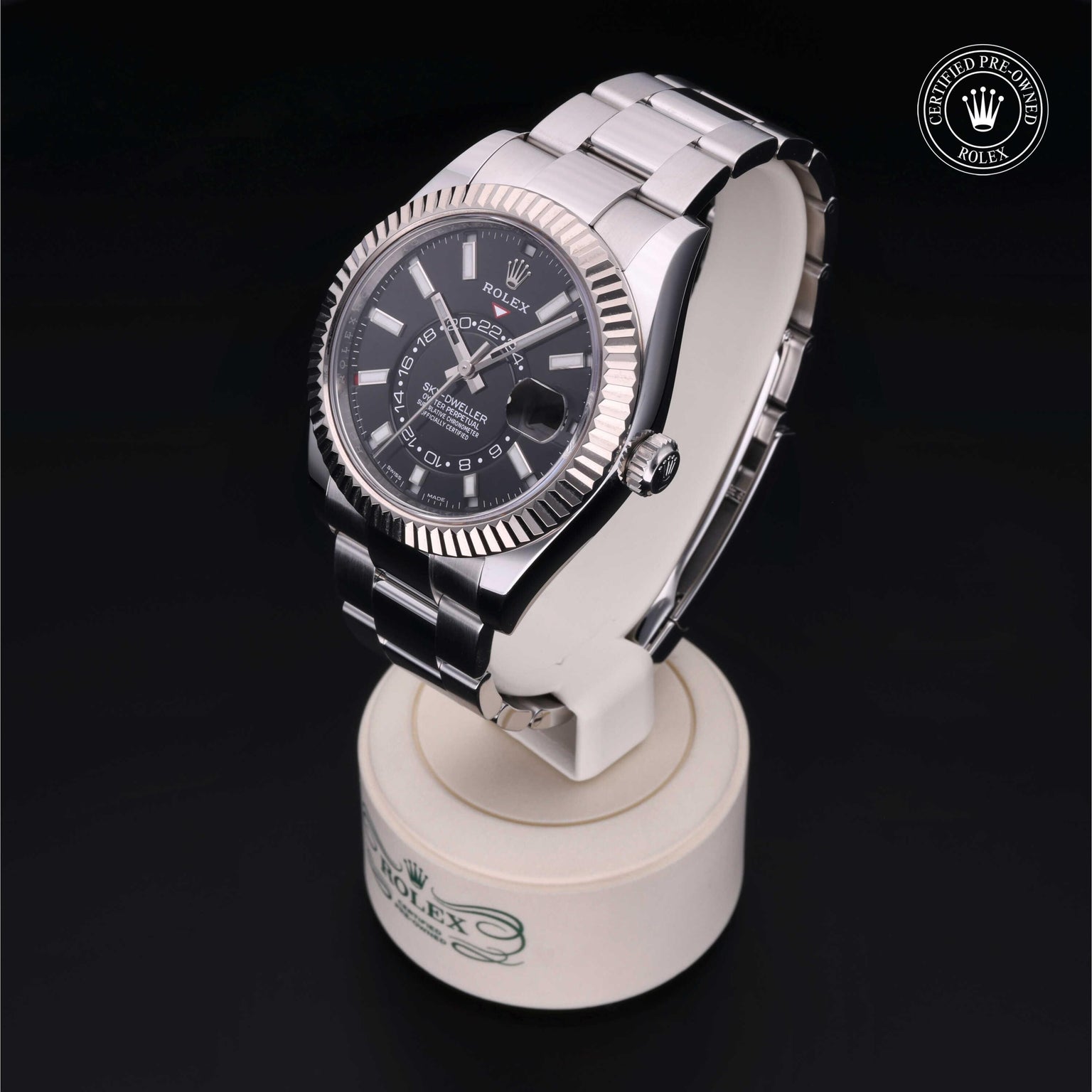 Rolex Certified Pre-owned Sky-Dweller M326934-0006 front on black background
