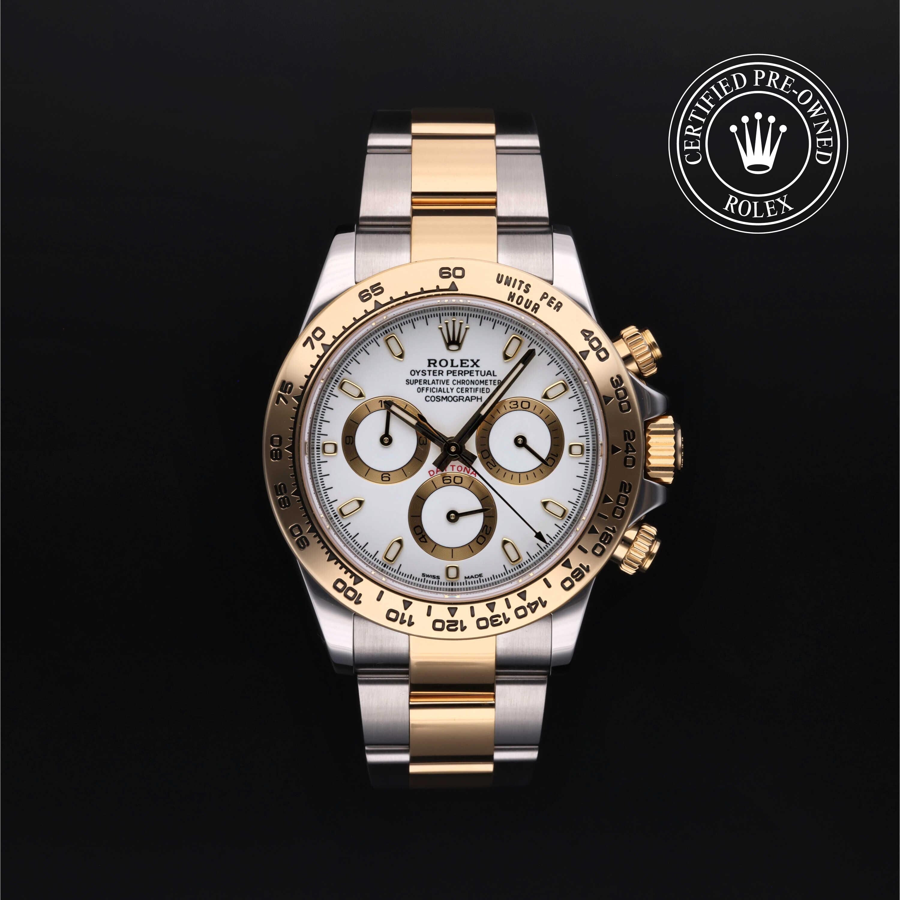 Rolex Certified Pre-owned Daytona M116503-0001 front on black background