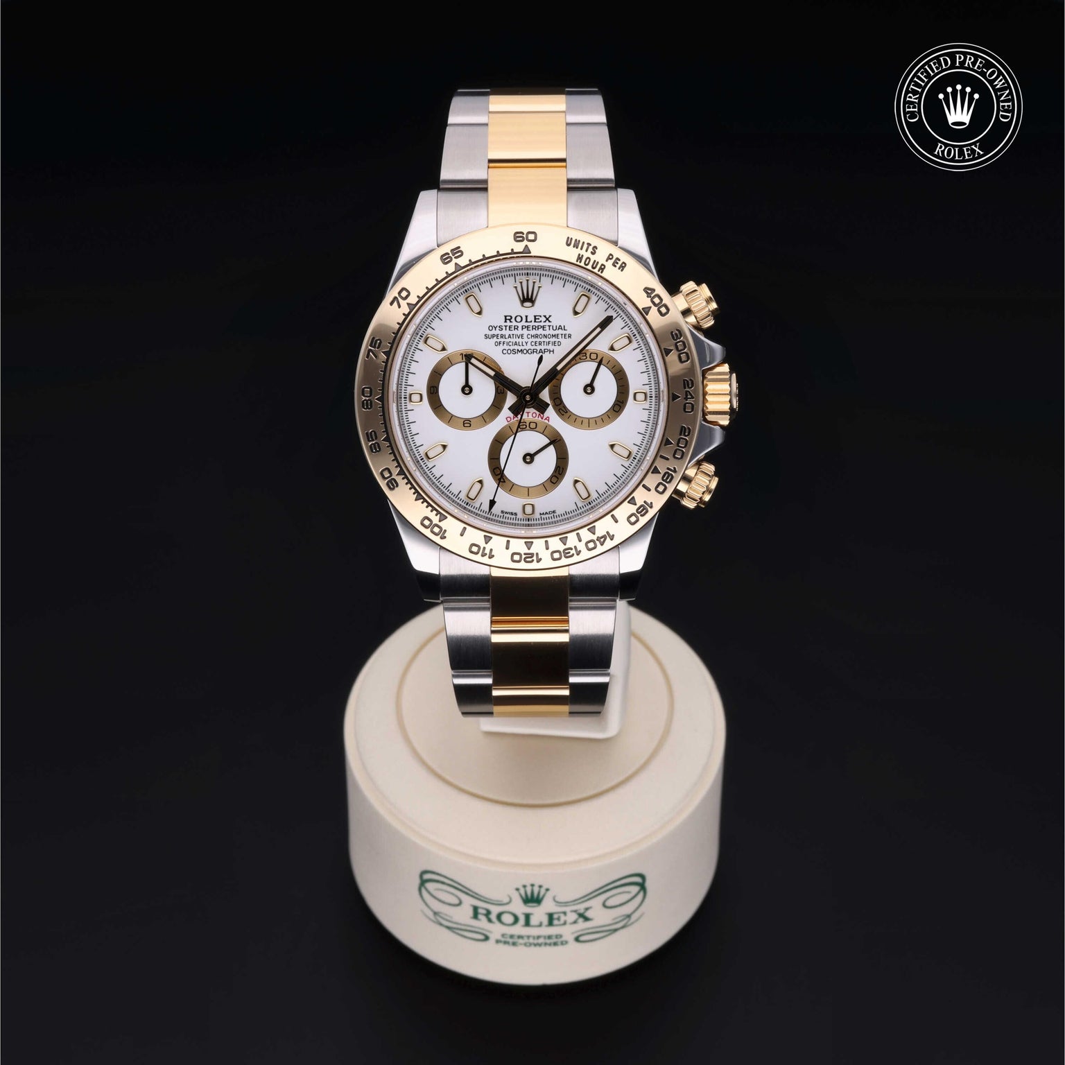 Rolex Certified Pre-owned Daytona M116503-0001 front on black background