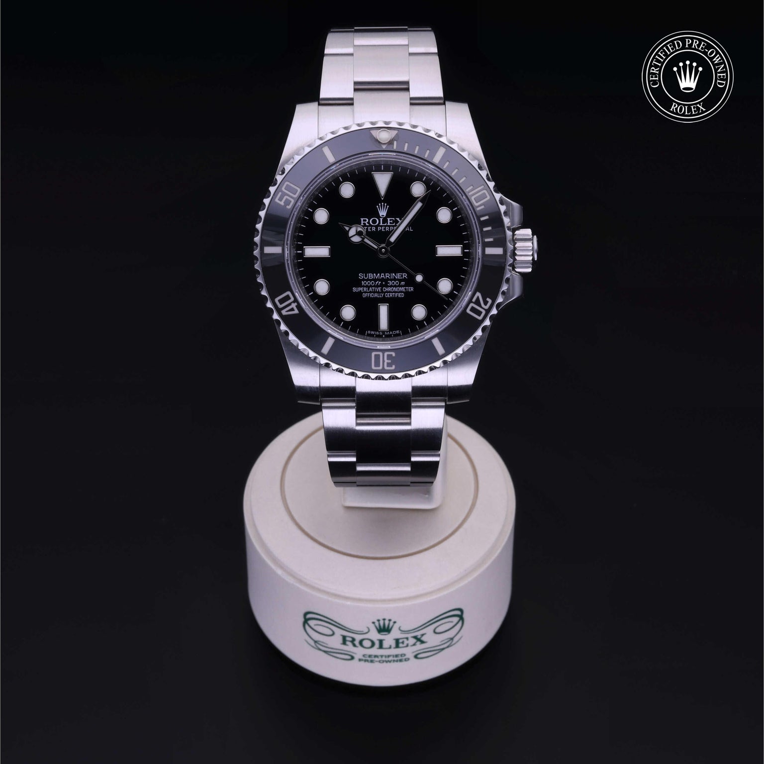 Rolex Certified Pre-owned Submariner M114060-0002 front on black background