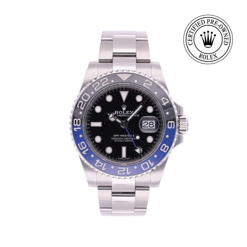 Rolex Certified Pre-owned GMT II M116710BLNR-0002 front on white background