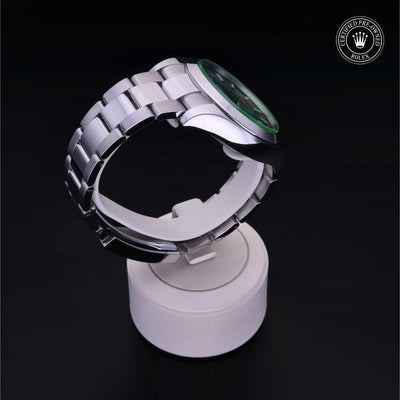 Rolex Certified Pre-owned Milgauss M116400GV-0002 front on black background