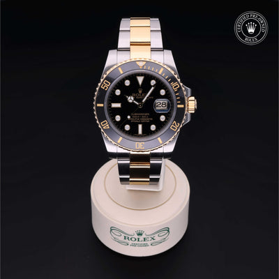 Rolex Certified Pre-owned Submariner M116613LN-0003 front on black background