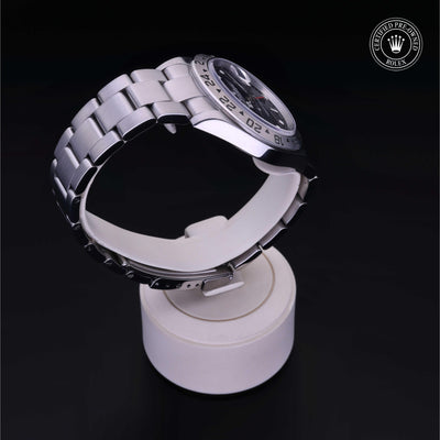 Rolex Certified Pre-owned Explorer M16570-0005 front on black background