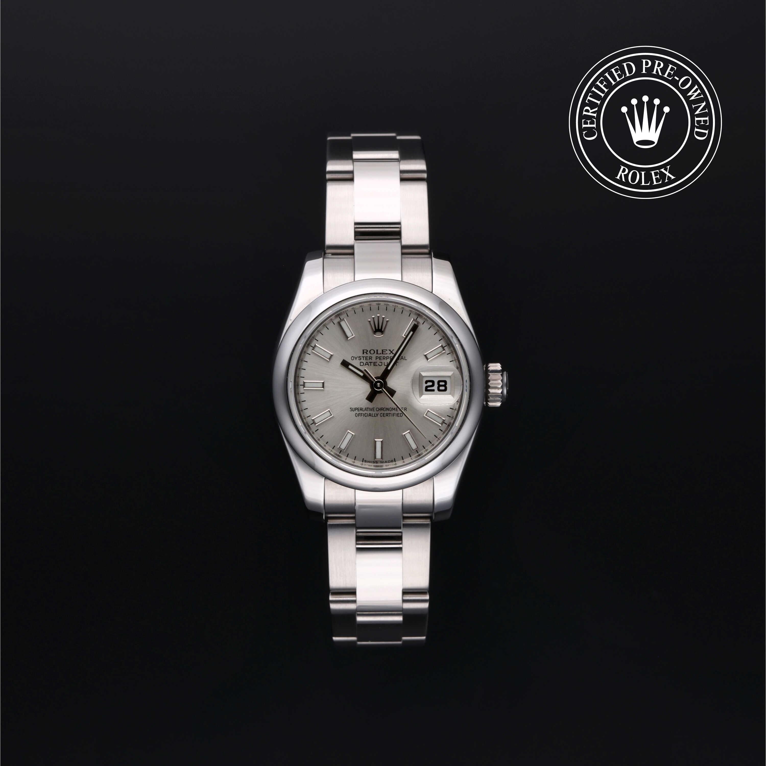 Rolex Certified Pre-owned Lady Datejust M179160-0023 front on black background