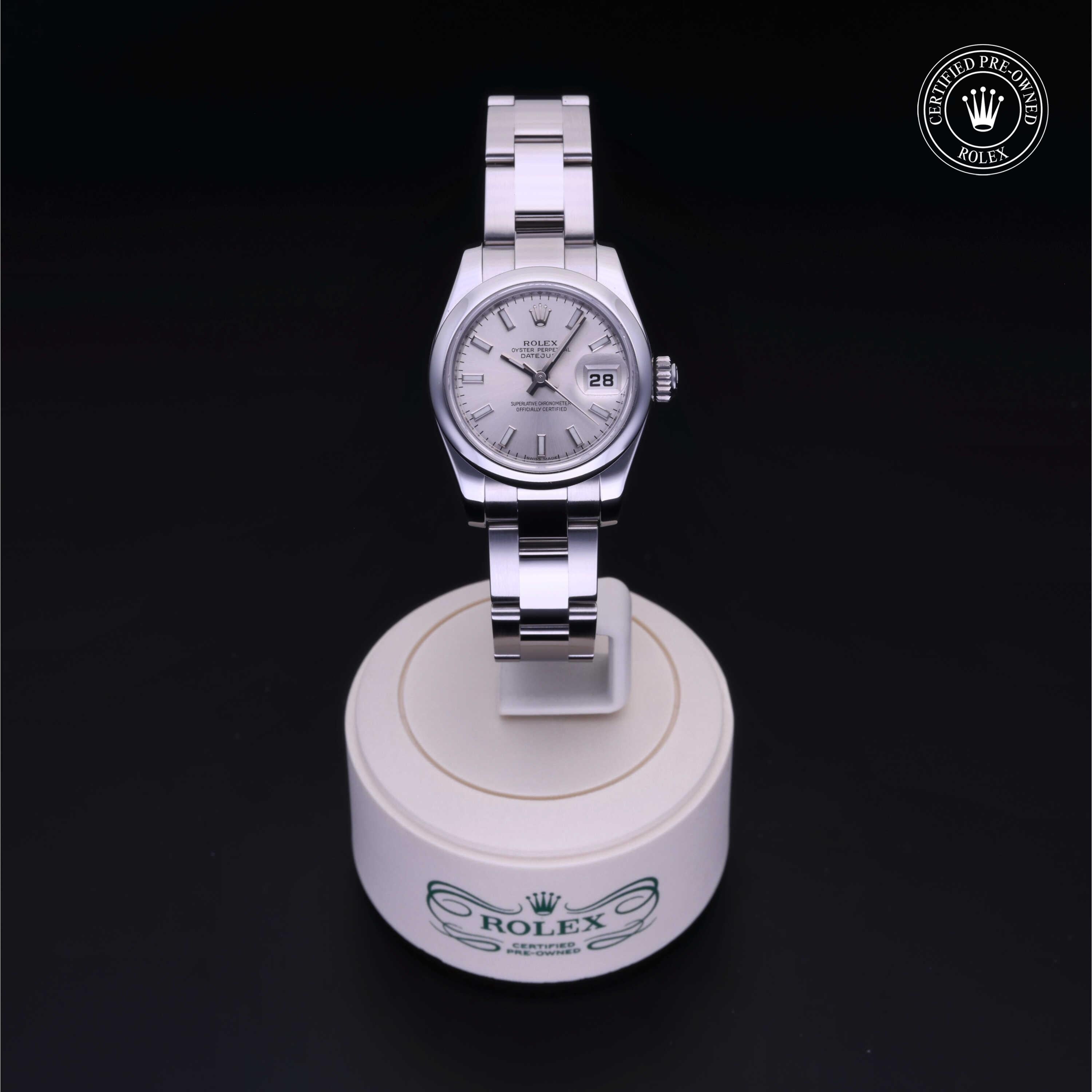 Rolex Certified Pre-owned Lady Datejust M179160-0023 front on black background
