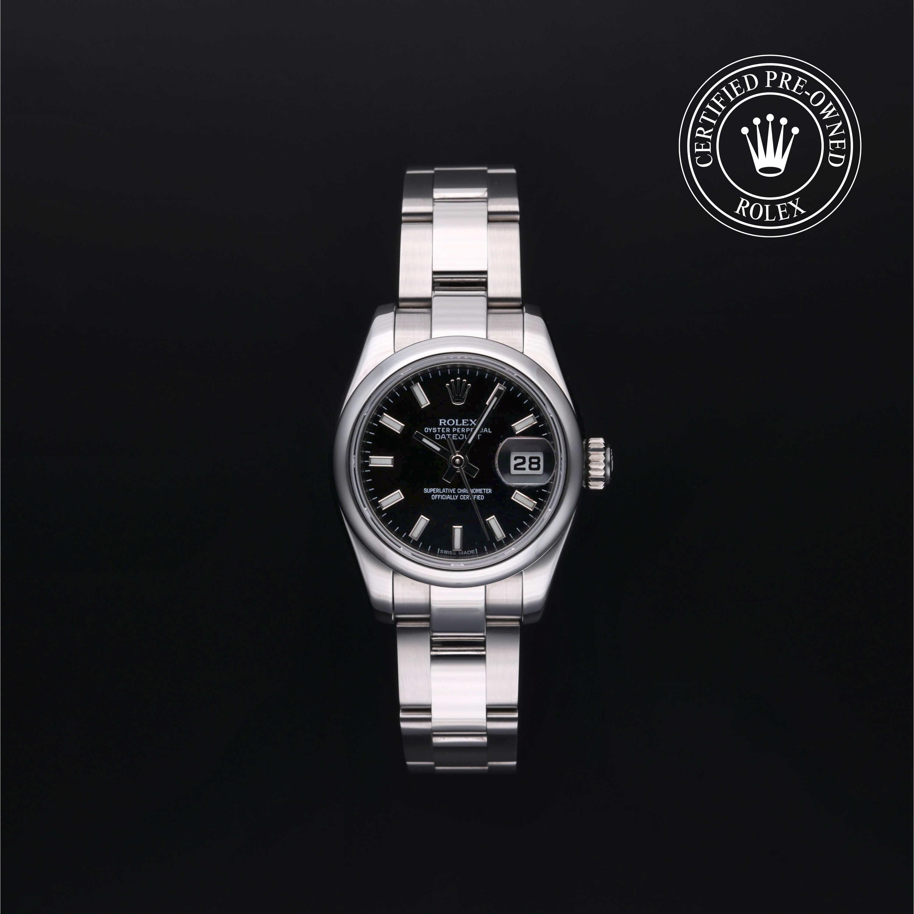 Rolex Certified Pre-owned Lady Datejust M179160-0008 front on black background