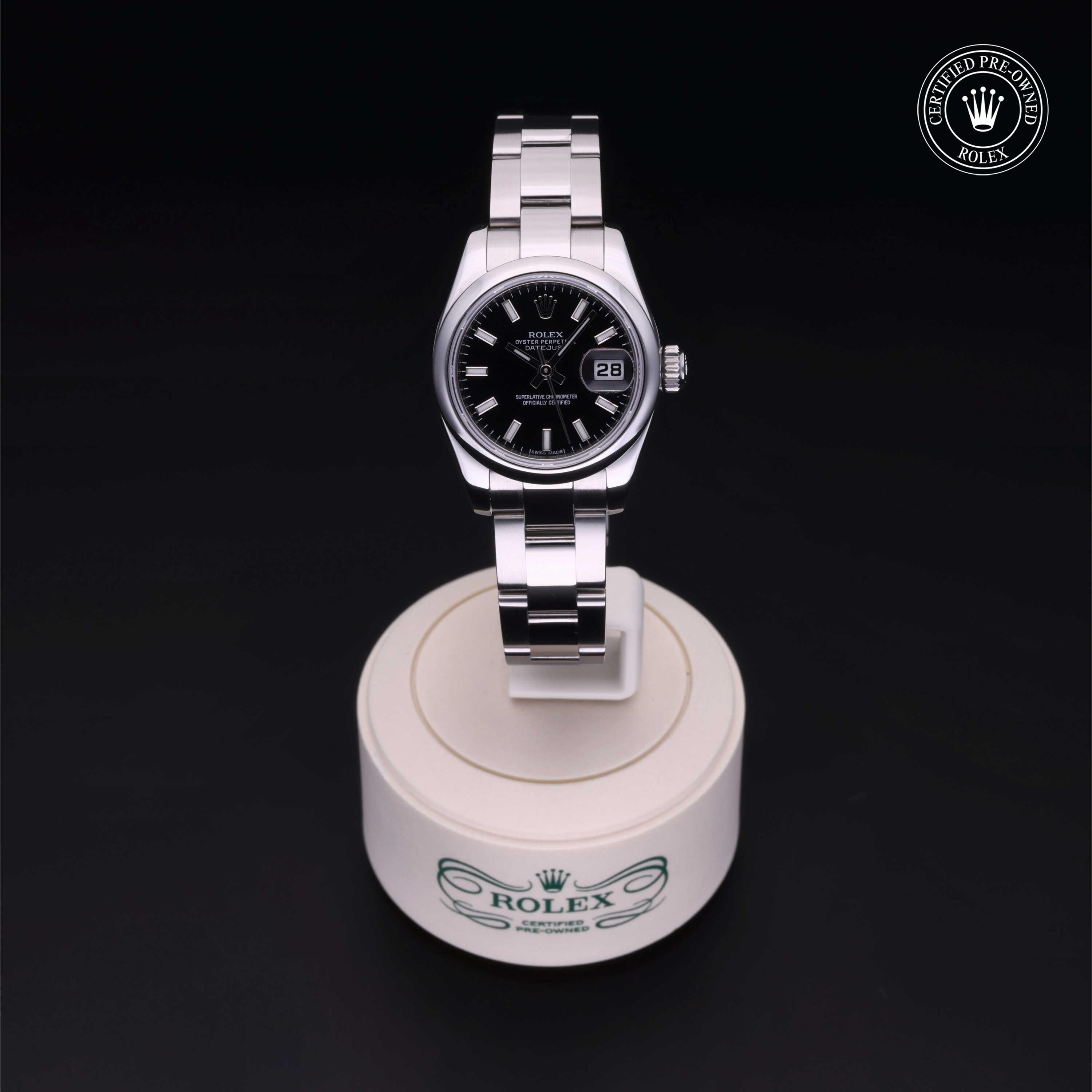 Rolex Certified Pre-owned Lady Datejust M179160-0008 front on black background
