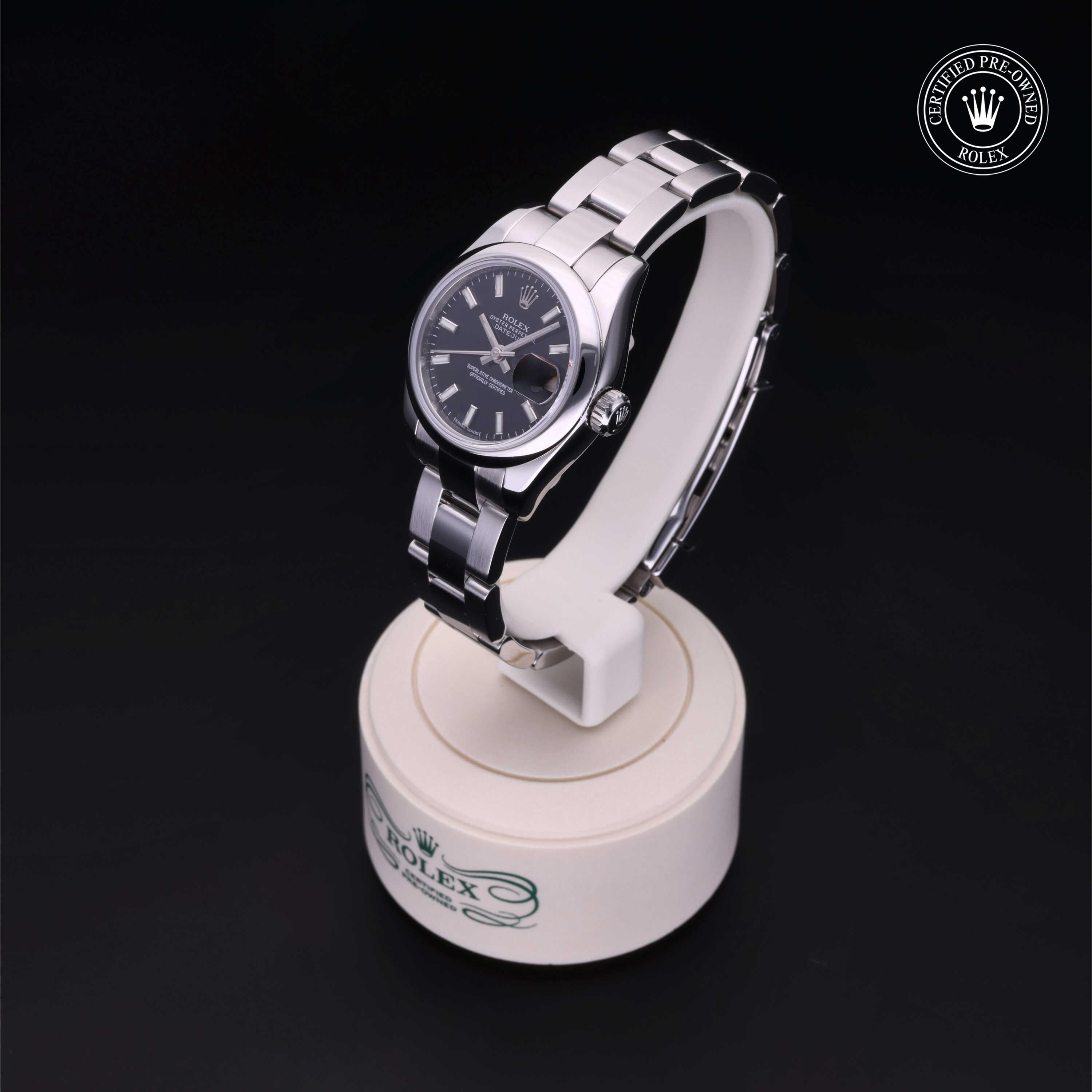 Rolex Certified Pre-owned Lady Datejust M179160-0008 front on black background