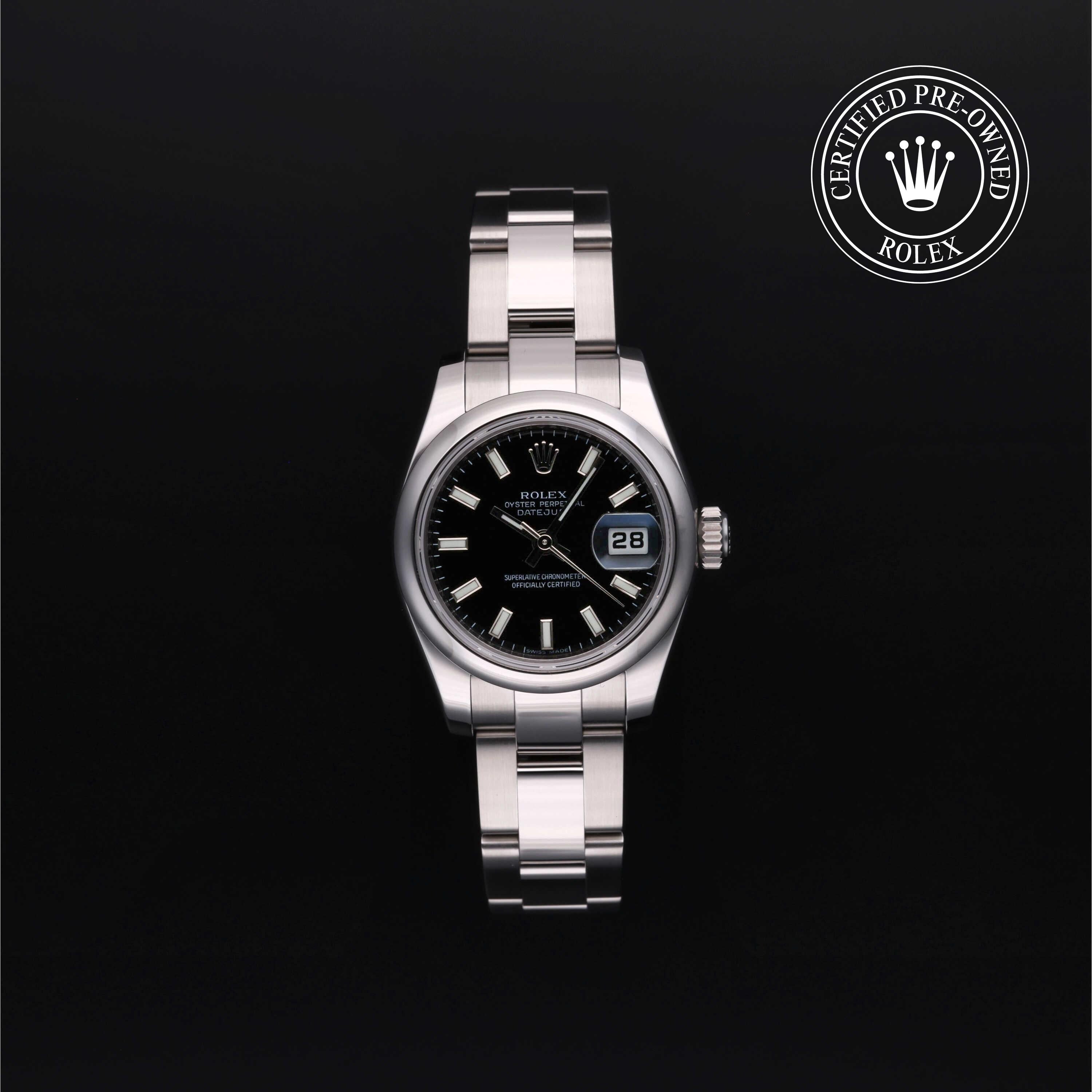 Rolex Certified Pre-owned Lady Datejust M179160-0023 front on black background