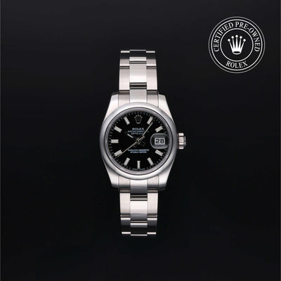 Rolex Certified Pre-owned Lady Datejust M179160-0008 front on black background