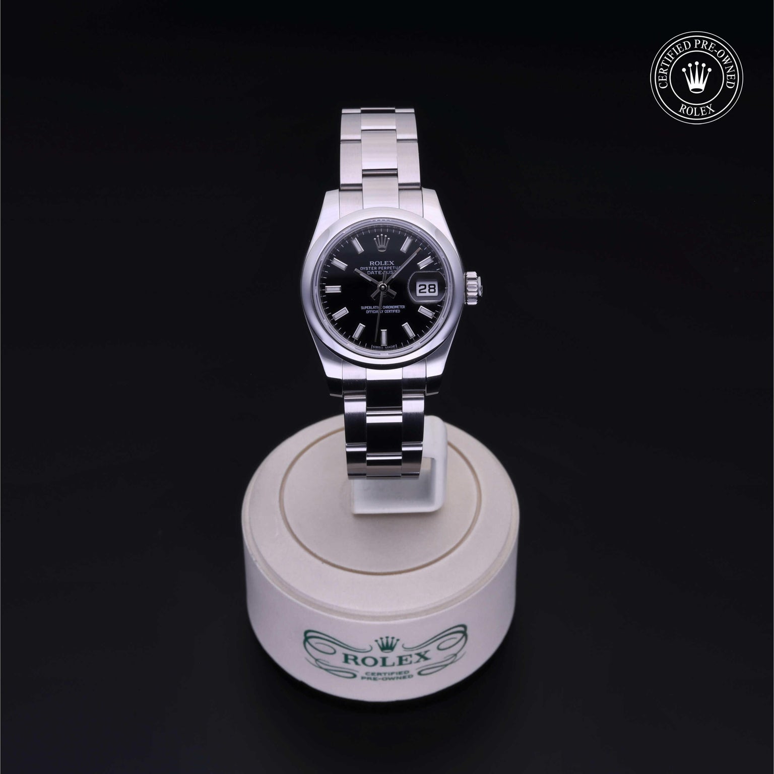 Rolex Certified Pre-owned Lady Datejust M179160-0008 front on black background