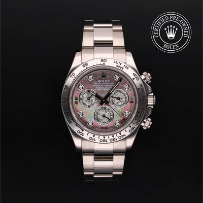 Rolex Certified Pre-owned Daytona M116509-0036 front on black background